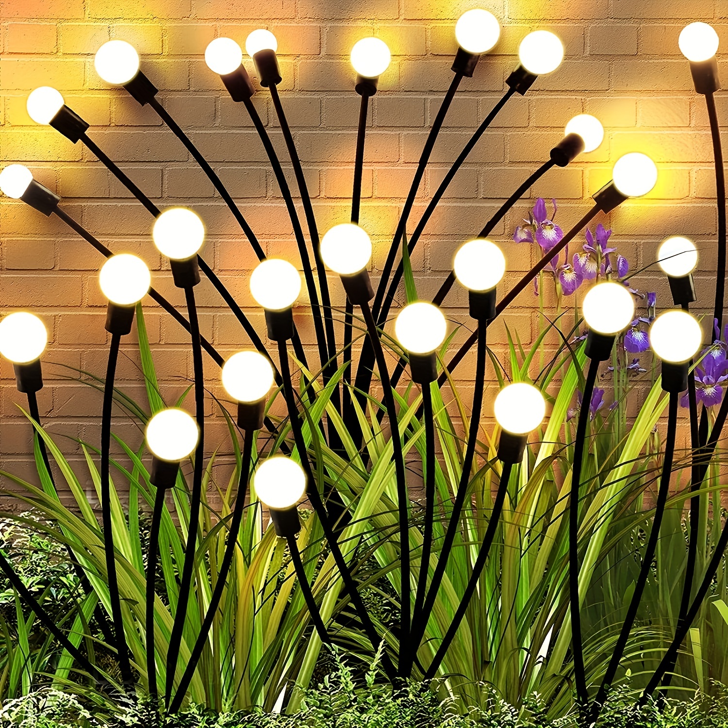 

1pc/2pcs 8 Lights Solar Lights, Solar Firefly Lights, For Outdoor Garden Path, Lawn, Decoration, For Halloween Christmas New Year Ramadan Decoration