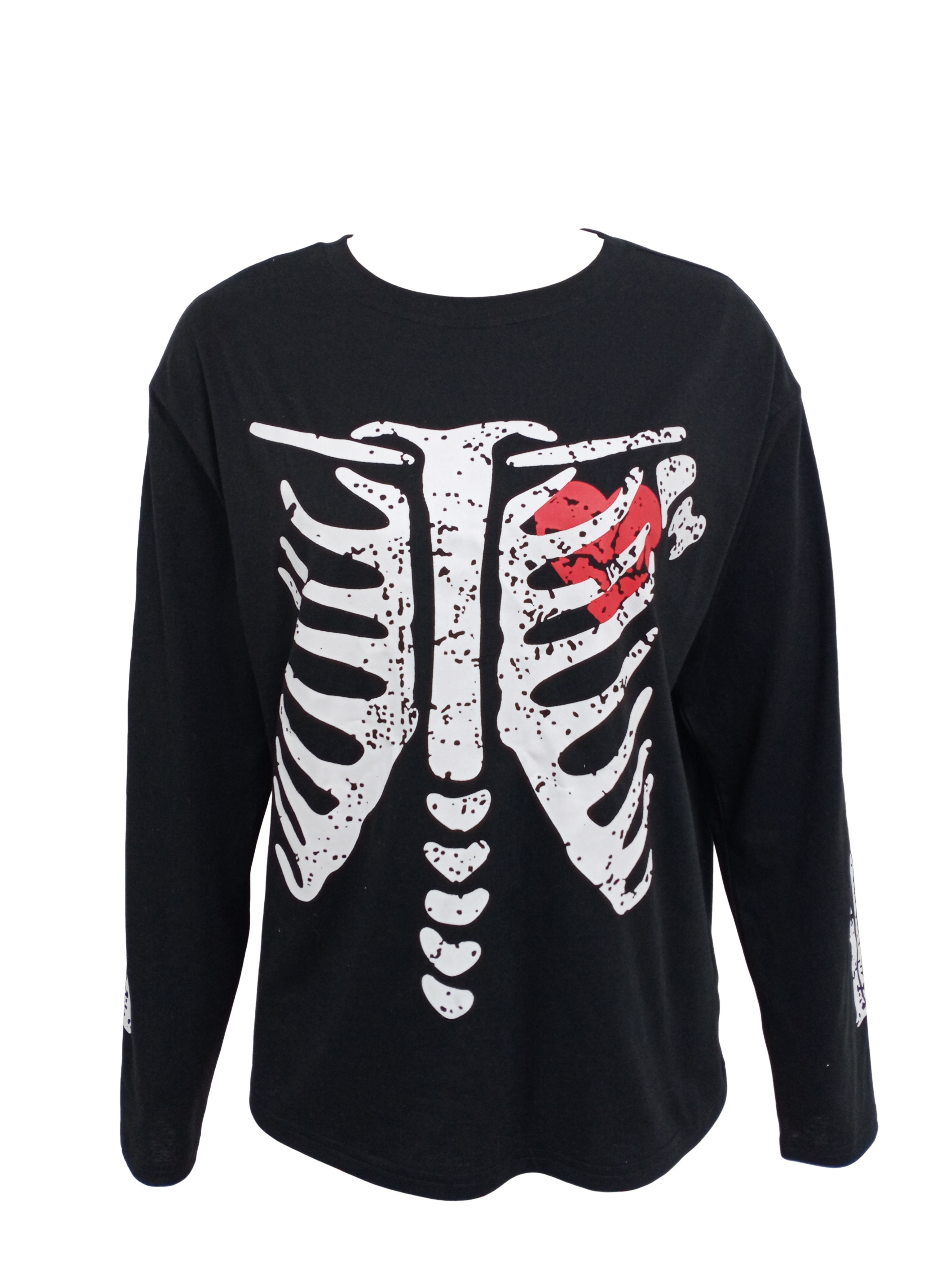 Long Sleeve Camiseta Esqueleto Manga Larga Camiseta Con Gráfico A - Main Image