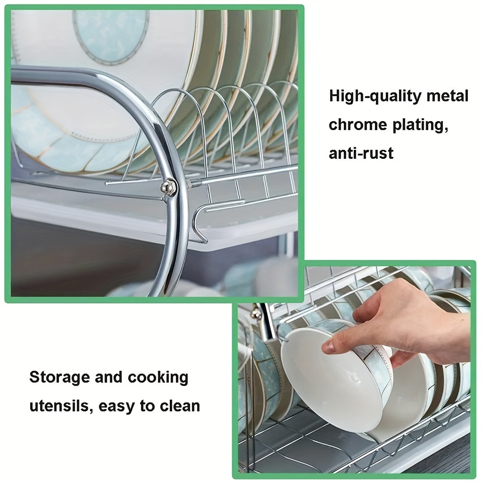 22 Inch Chrome Dish Rack with Utensil Holder, Cup Rack and Tray