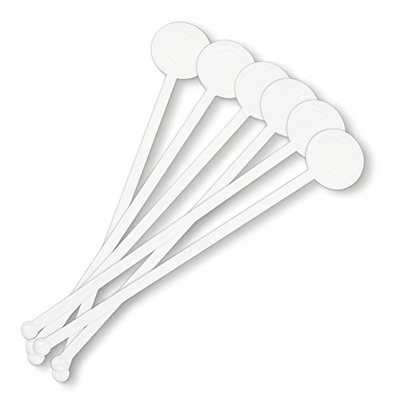 6 Disc White Cocktail Stirrers Swizzle Sticks 100 Pack