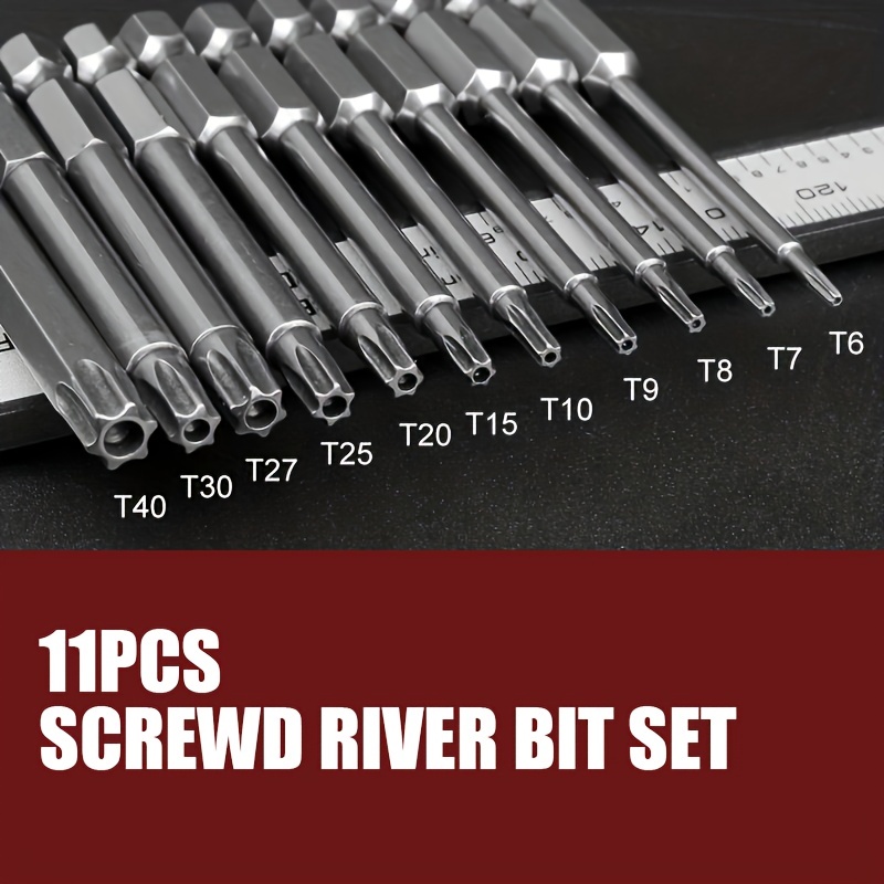 

11pcs S2 Alloy Steel Force Rectangular Screwdriver Bit Tool Set - 75mm/2.95 Inch 1/4 Hex Force Rectangular Socket Set With Handle Tool