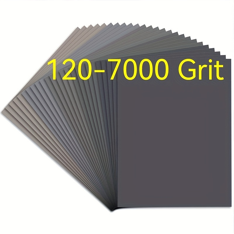

120 To 7k Fine Sandpaper Assortment Wet Dry Sand Paper Variety Pack With Finger Cot For Wood Sanding Metals Polishing Sheets, High Grit 1000 2000 3000 5000 7000 Sandpaper Sheets Assortment For Wood Me
