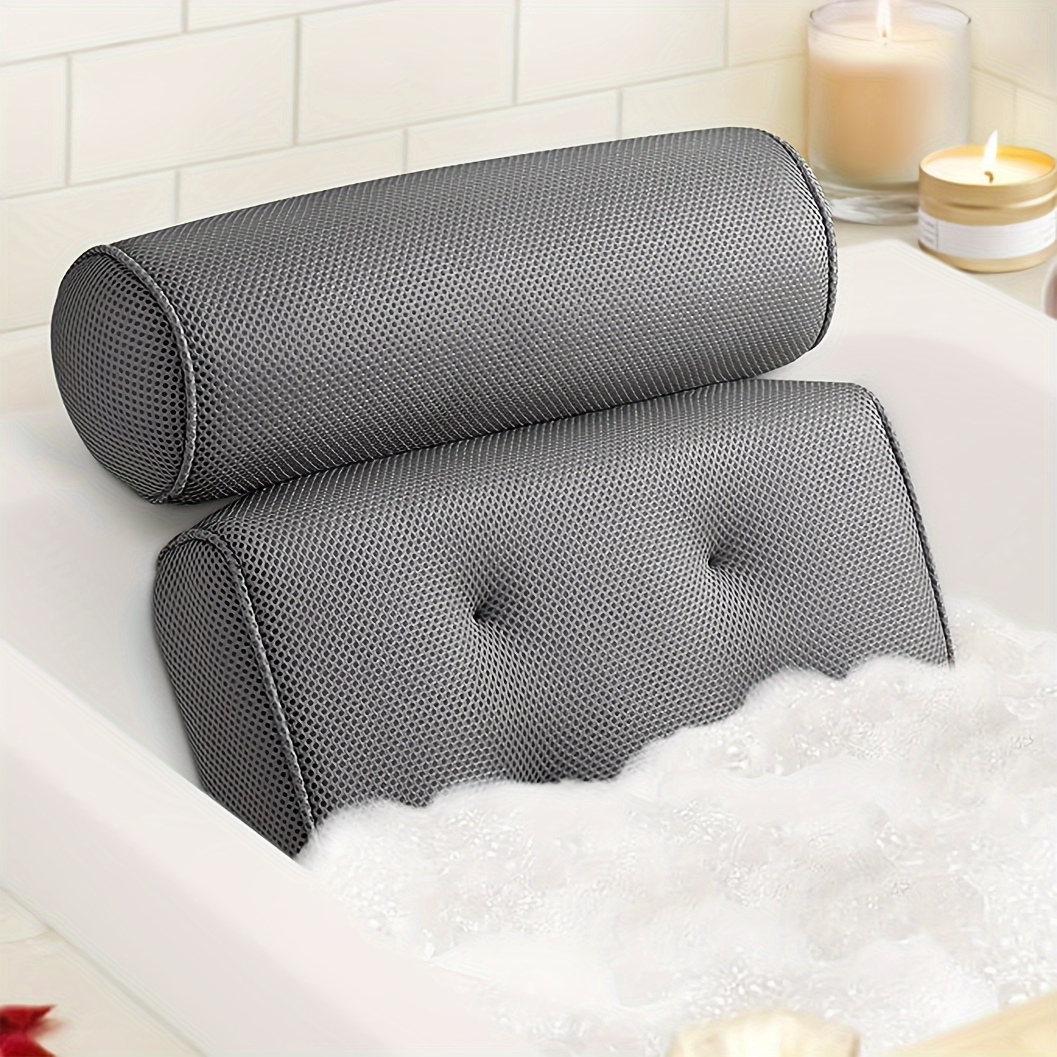 Bath Pillows For Tub White Breathable Bathtub Spa Pillow - Temu