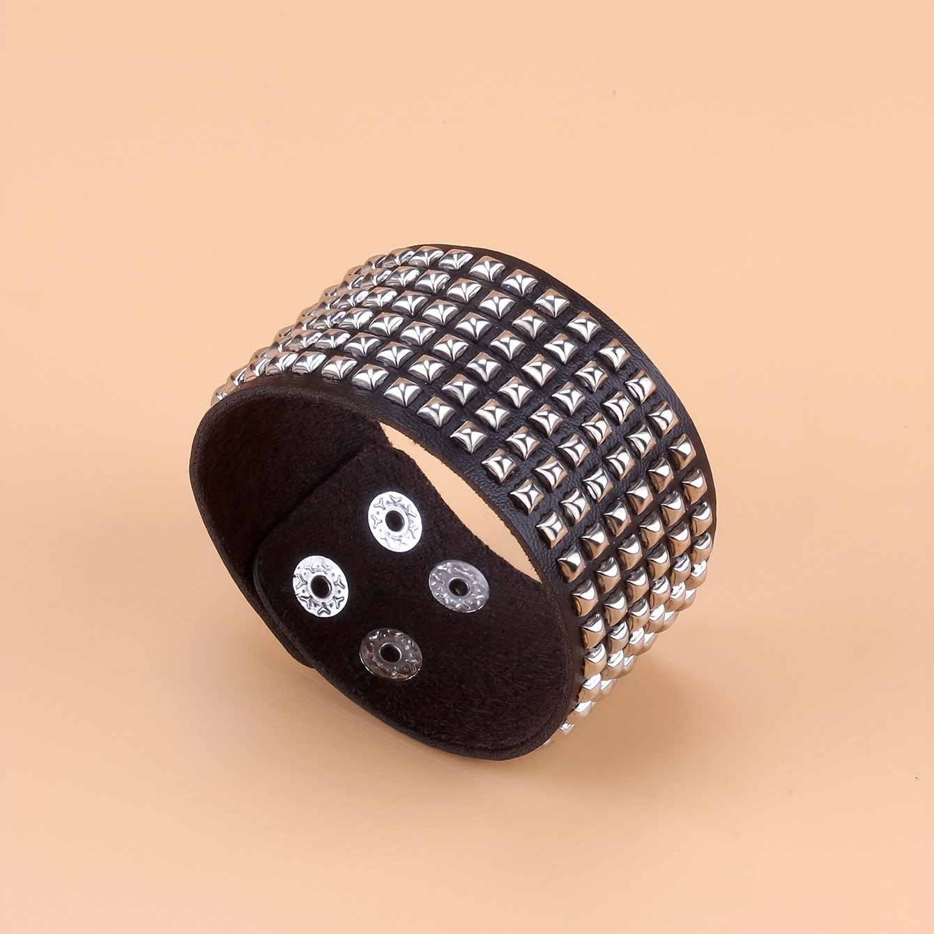 Fashionable Row Small Square PU Leather Bracelet