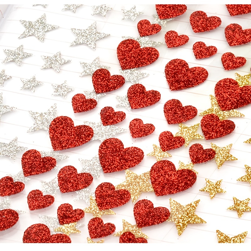 Red Glitter Heart Stickers childrens card making kids decoration labels  53205