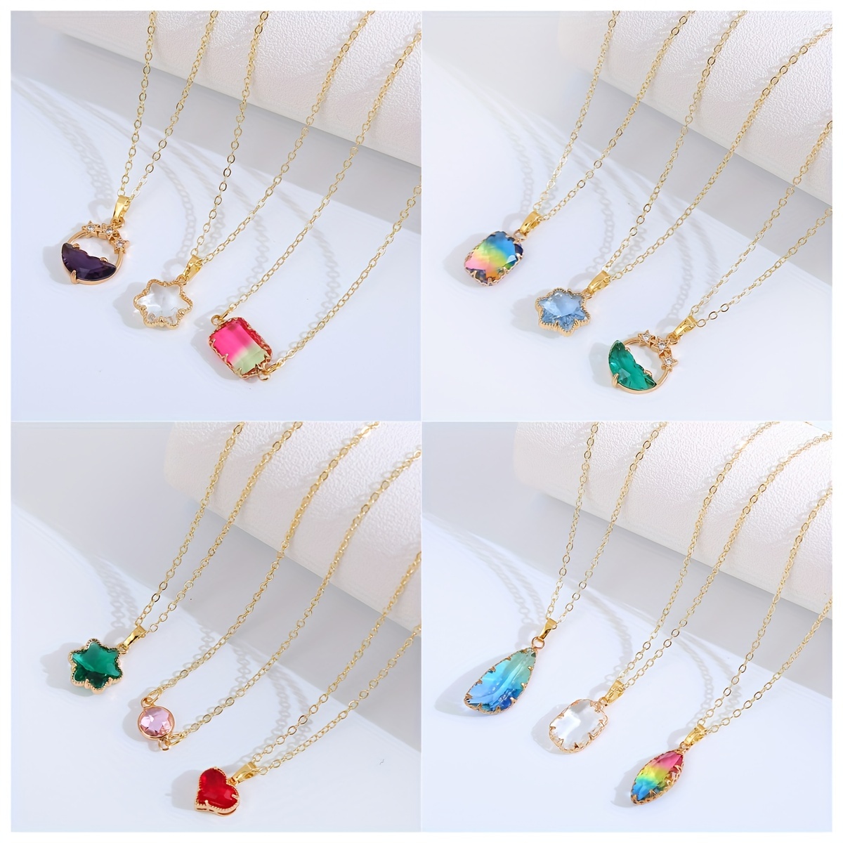 Fashion Casual Colored Imitation Crystal Pendant Necklace - Temu