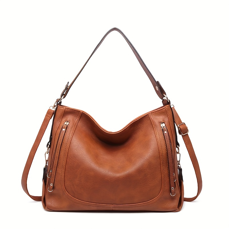 Vintage Crossbody Bag For Women, Large Capacity Hobo Bag, Fashion Faux  Leather Shoulder Bag - Temu