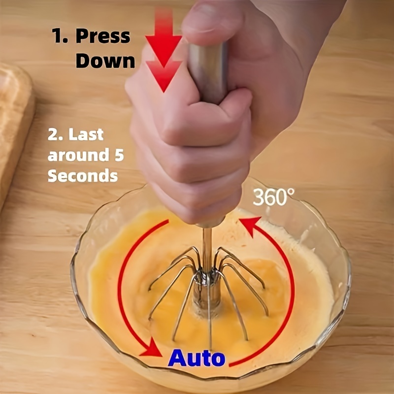 Stainless Steel Whisk Household Press Rotating Egg Beater - Temu
