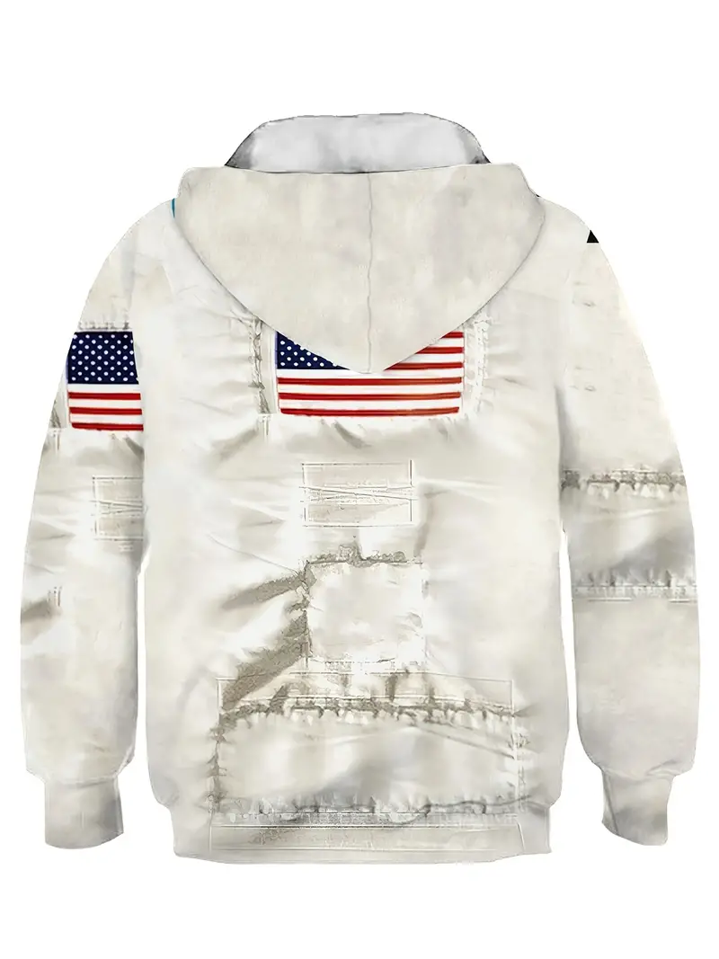 Full 3d Pullover Print Astronaut Boys Print Temu Long Casual -