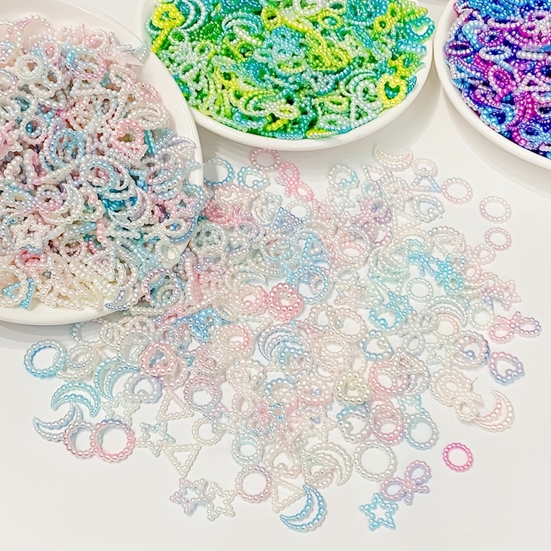 

100pcs/pack Abs Simulation Pearl Empty Hole Mixed Style Colorful Hollow Flatback Cabochon Beads For Necklace Bracelet Jewelry Accessories 10mm-12mm