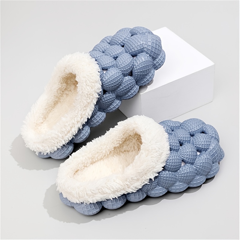 Women's Fleece Bubble Slides Warm Soft Shoes
