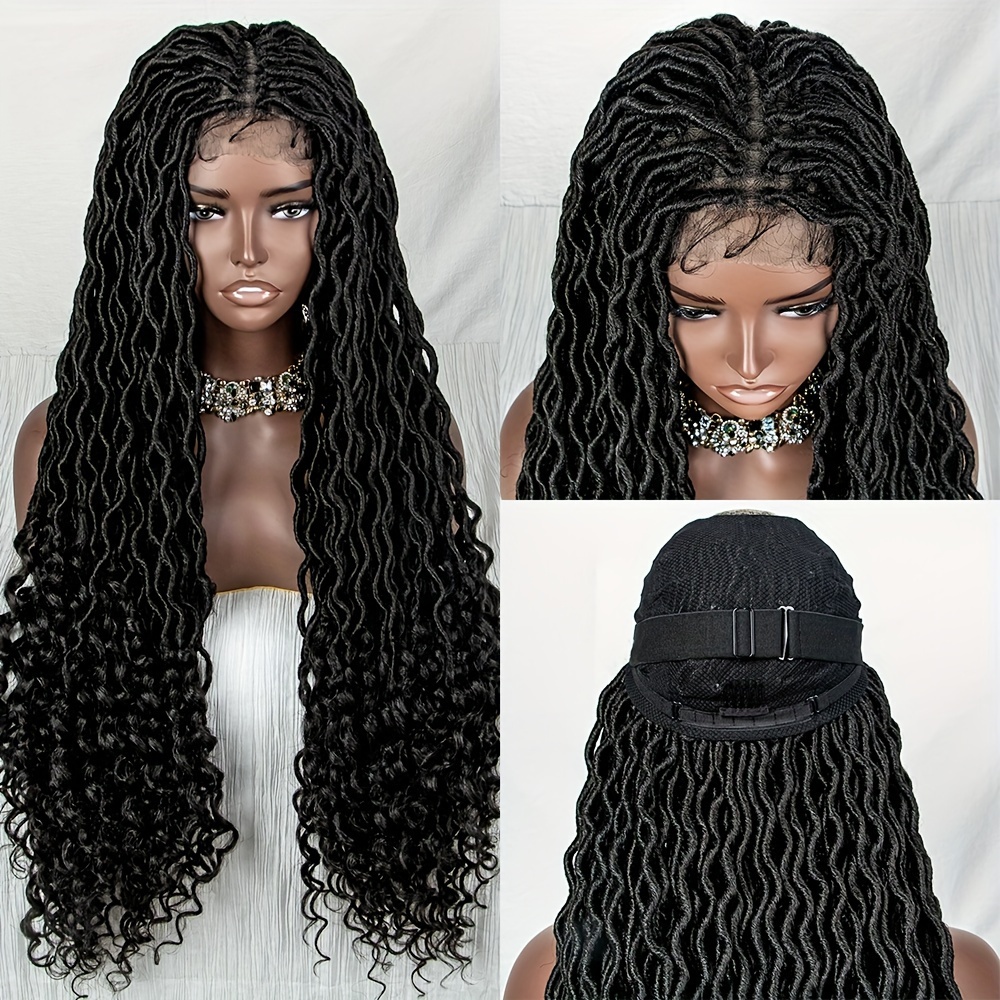 Full Lace Box Braid Wigs Pre Plucked Knotless Square Braided - Temu