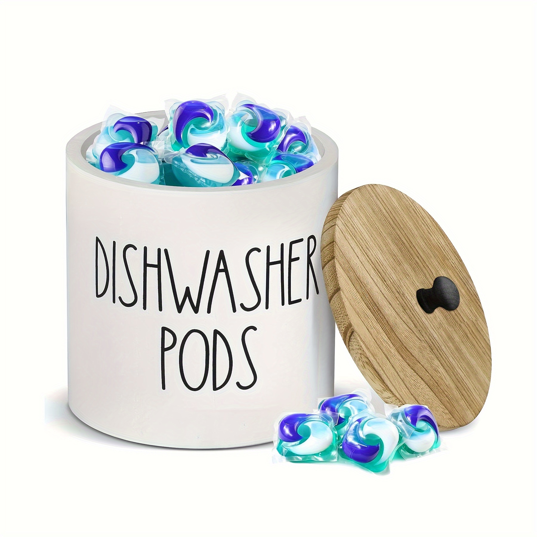 Farmhouse Dishwasher Pod Tablet Holder，Dishwasher Detergent Pod Container  with Lid，Metal Storage Container for Dishwasher in Kitchen for Storage and