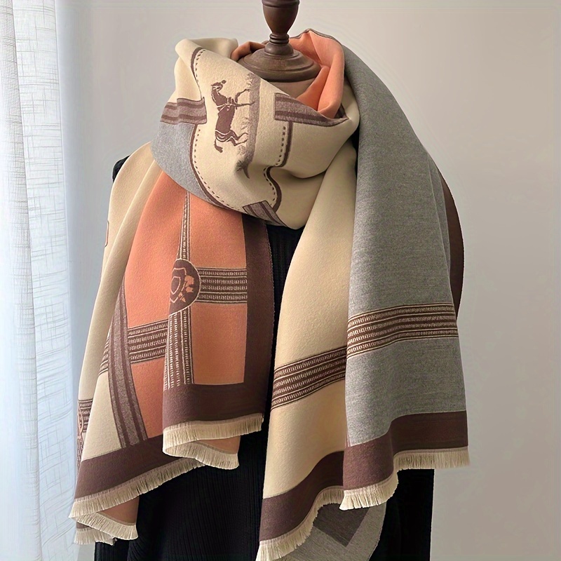 Fashion Lady Soft Cashmere, LV, Gg, Burberry, Hermes, Luxury Brand, Cotton,  Double Face Shawl Scarf in Headband with Tassel - China Winter and  Thickness price