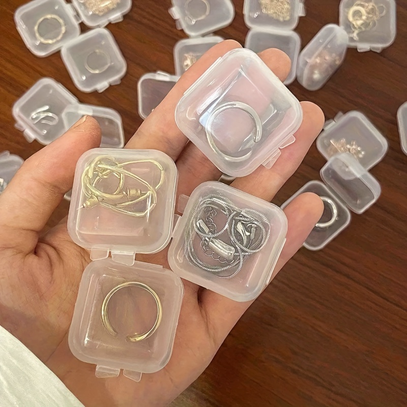 _lot Mini Square Storage Box Transparent Plastic Flip Cover - Temu