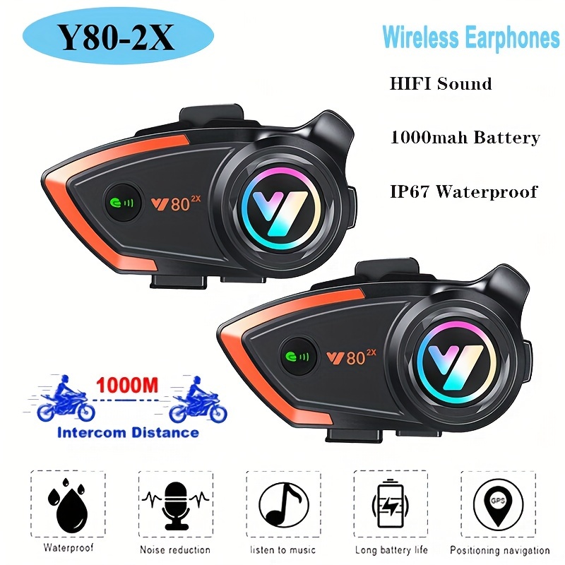 Intercomunicadores Para Casco De Motocicleta Wayxin 2 Uds Bt Auriculares Interfono  Inalámbrico