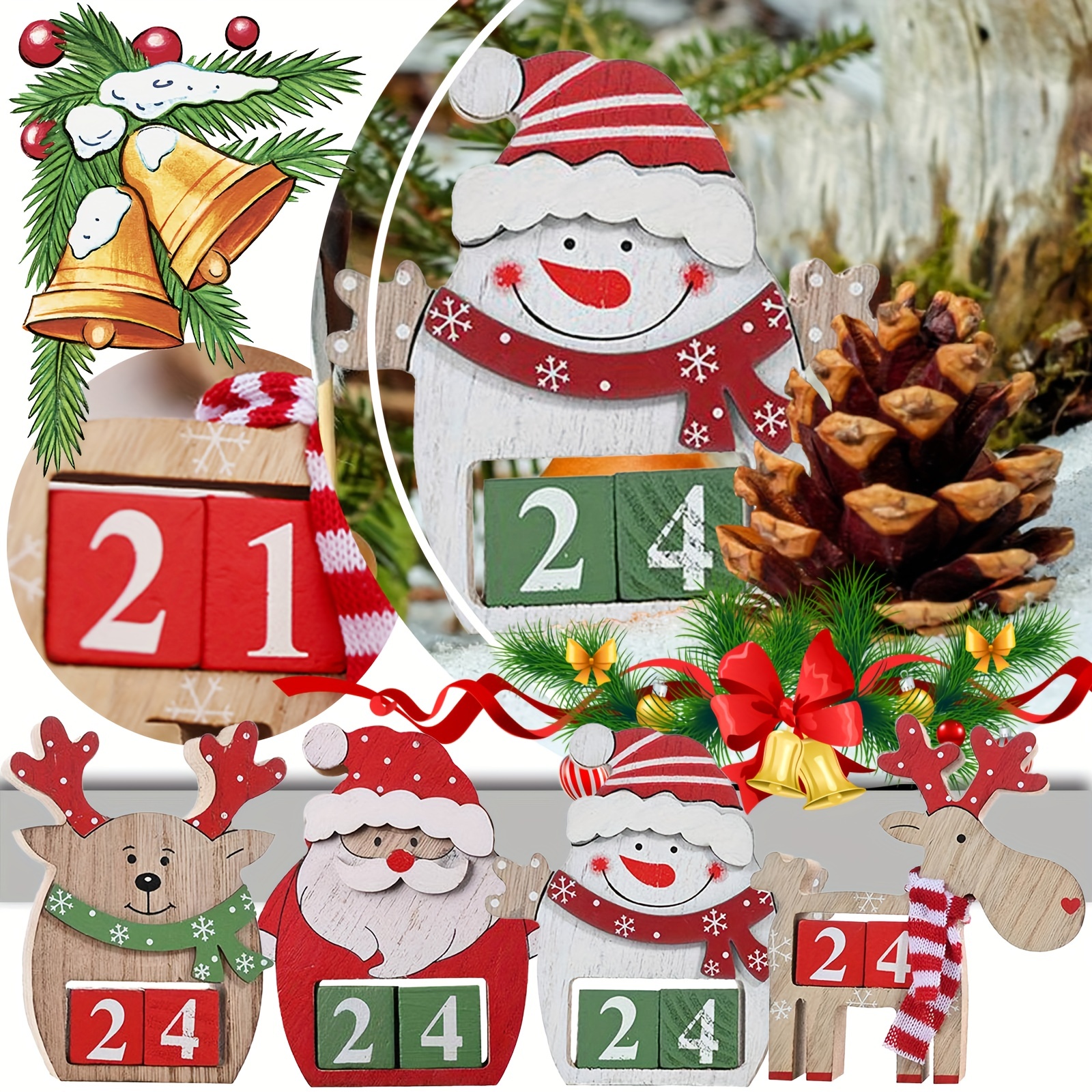 Compte à rebours de Noël Tissu Calendrier de l'Avent 12 Jours