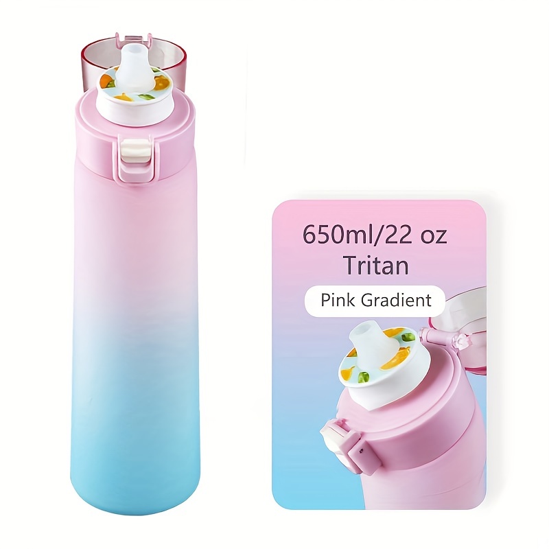 1pc 650ml Pink Tritan Water Bottle With 5 Scented Rings, Suitable