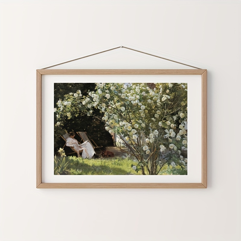 Vintage Girl Reading Book Canvas Wall Art