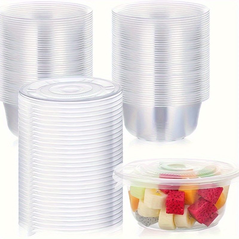 100 PACK] 40oz Clear Disposable Salad Bowls with Lids - Clear Plastic  Disposable Salad Containers for Lunch To-Go, Salads, Fruits, Airtight, Leak  Proof, Fresh, Meal Prep
