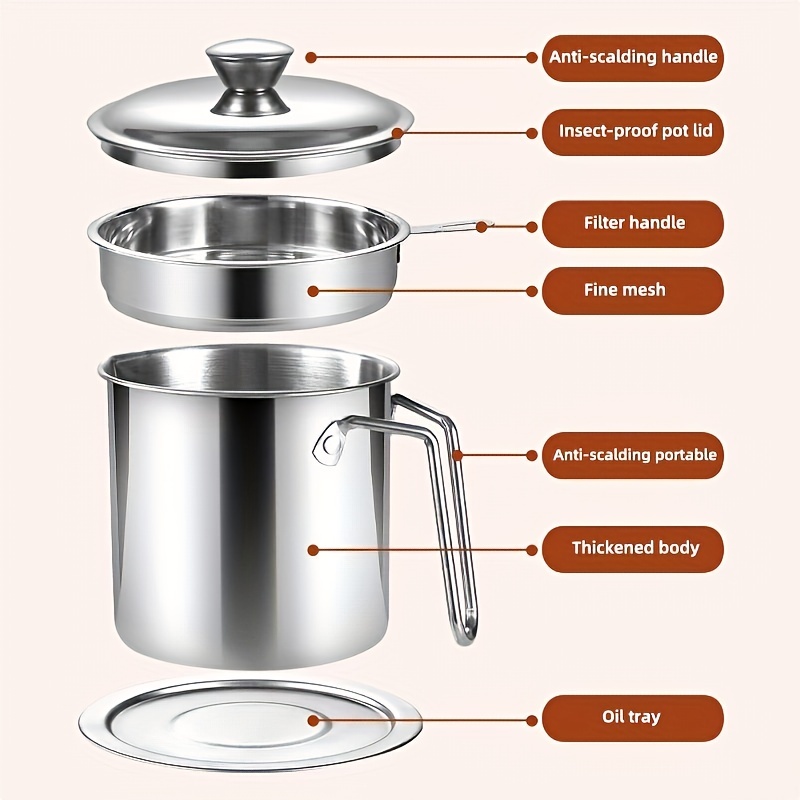 Residue Filter Oiler Bacon Grease Saver With Strainer - Temu