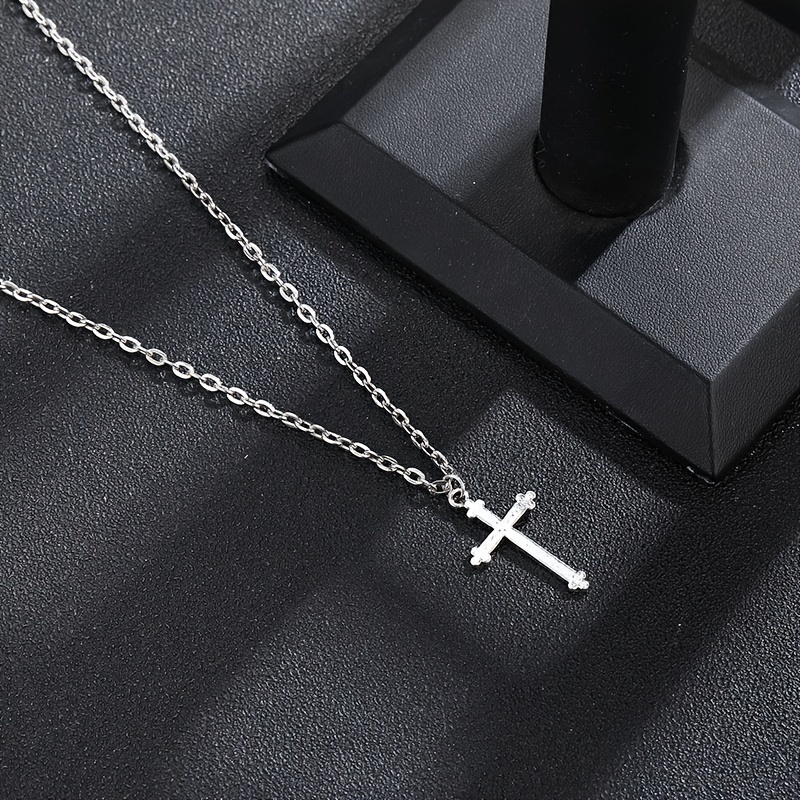 Men's Cross Pendant Necklace, Polished Design