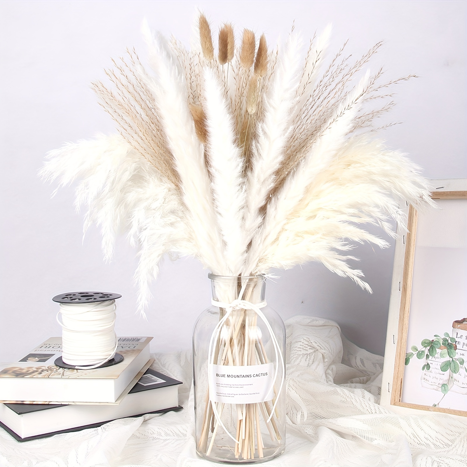 2pcs Faux Pampas Grass, Artificial Dried Pampas Grass Branches, Fake Reed  Grass Small For Boho Home Decor Wedding 48cm