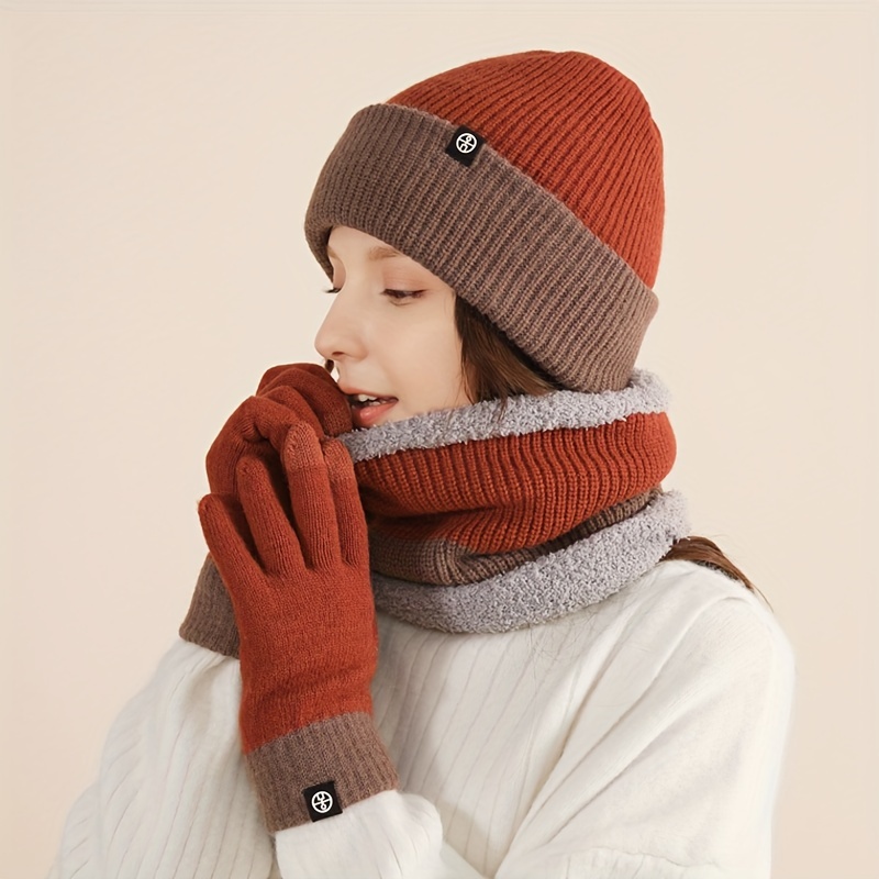 Knitted Hat, Gloves And Scarf Set, Outdoor Cold Protection