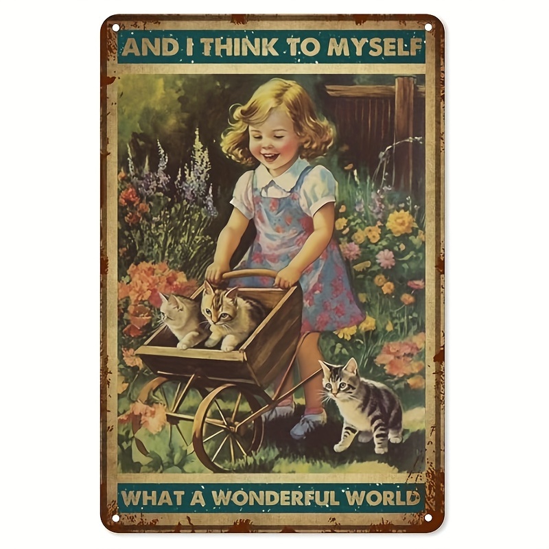 

Vintage And I Think To Myself What A Wonderful World Metal Tin Sign - Retro Tin Plate Wall Decor For Home Bedrooms Kitchen Bars Pubs Garages Gardens Patios Porches - 8x12 Inch
