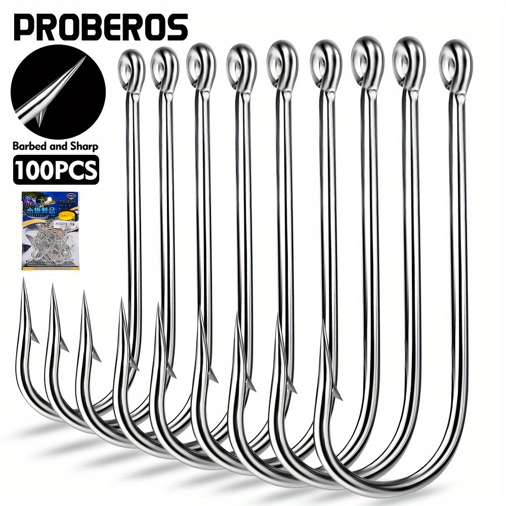 100pcs Barbed Fish Hooks Stainless Steel Strong Fishing Hook - Temu