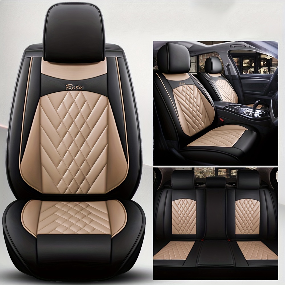 Luxury Car Seat Covers Universal Pu Leather Diamond Front - Temu