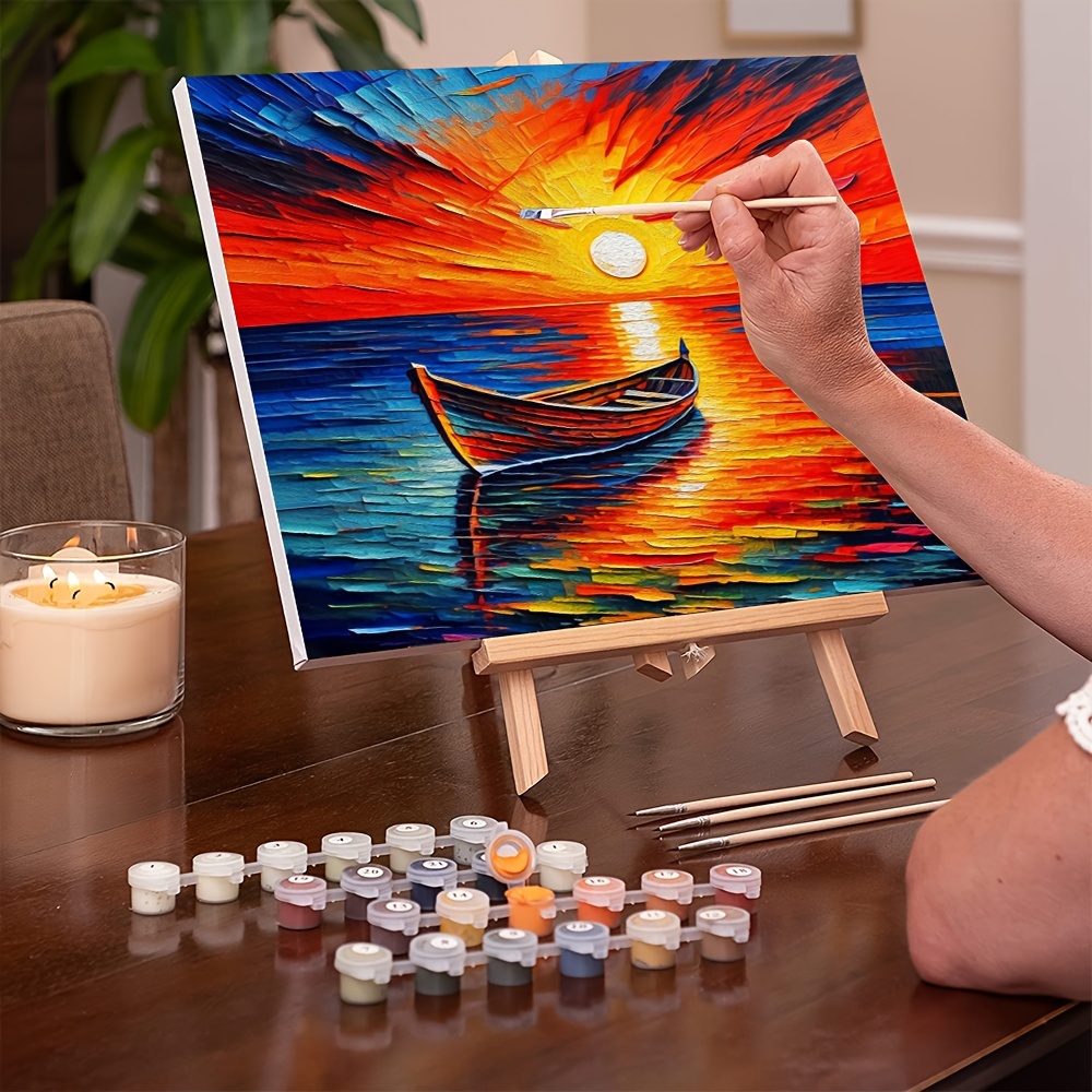 Sea Easy Diy Bird Ship Sunset Adult Oil Painting Beginner - Temu