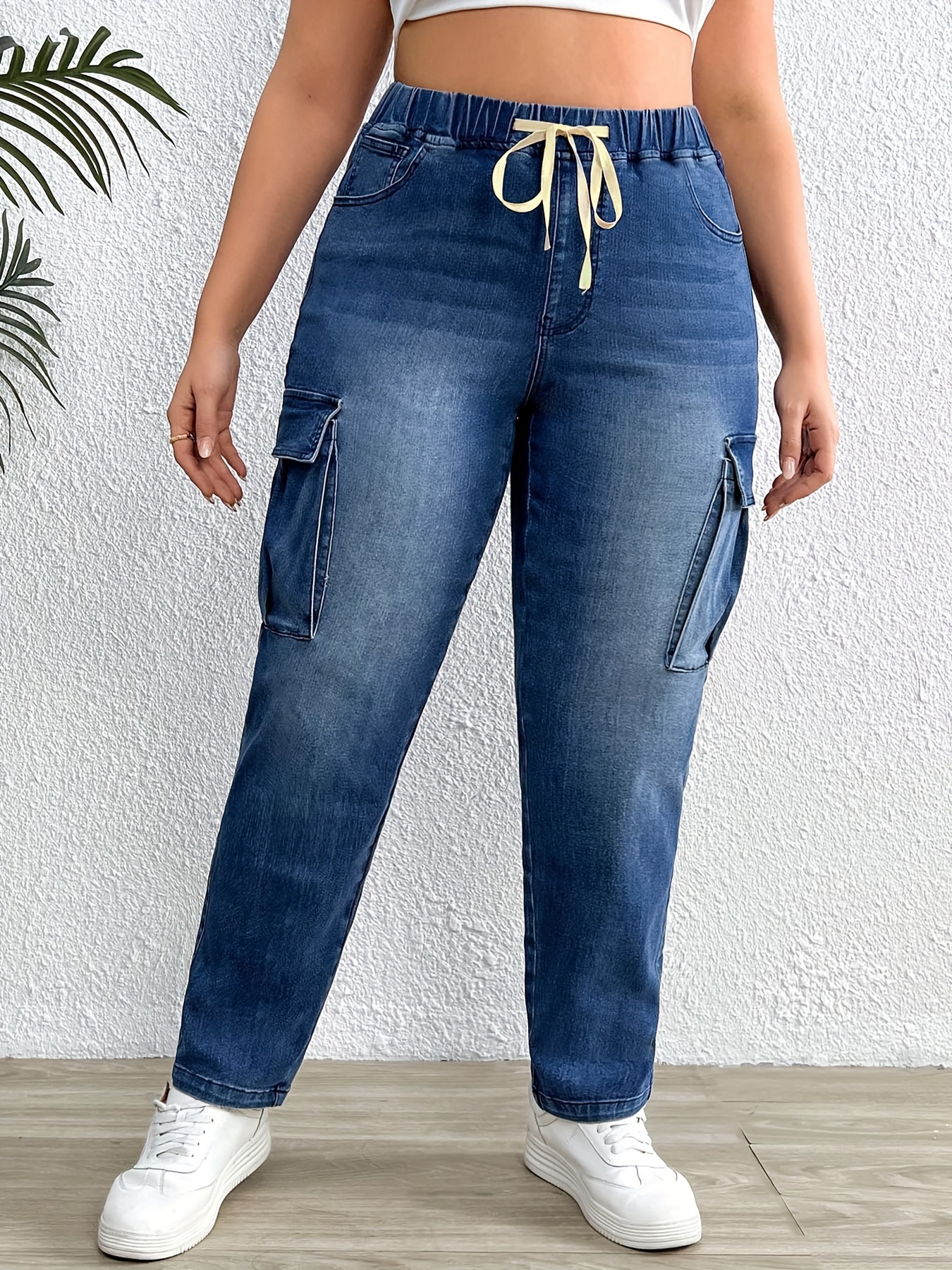 Plus Size Jeans for Women Elastic Waist Band Women Jeans High