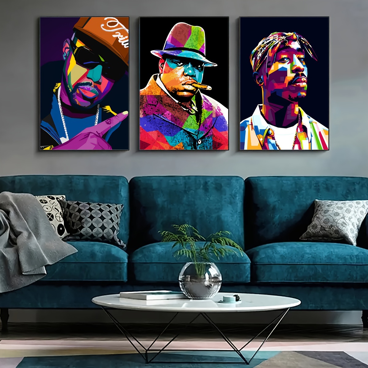 Famous Rapper Canvas Poster Hip Hop Rap Star Neon Effect Music Singer  Picture Printing For Home