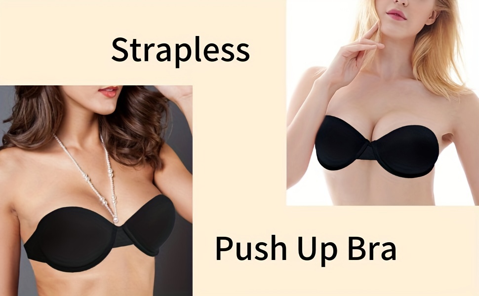 Strapless Solid T shirt Bra Comfy Simple Push Bra Women's - Temu