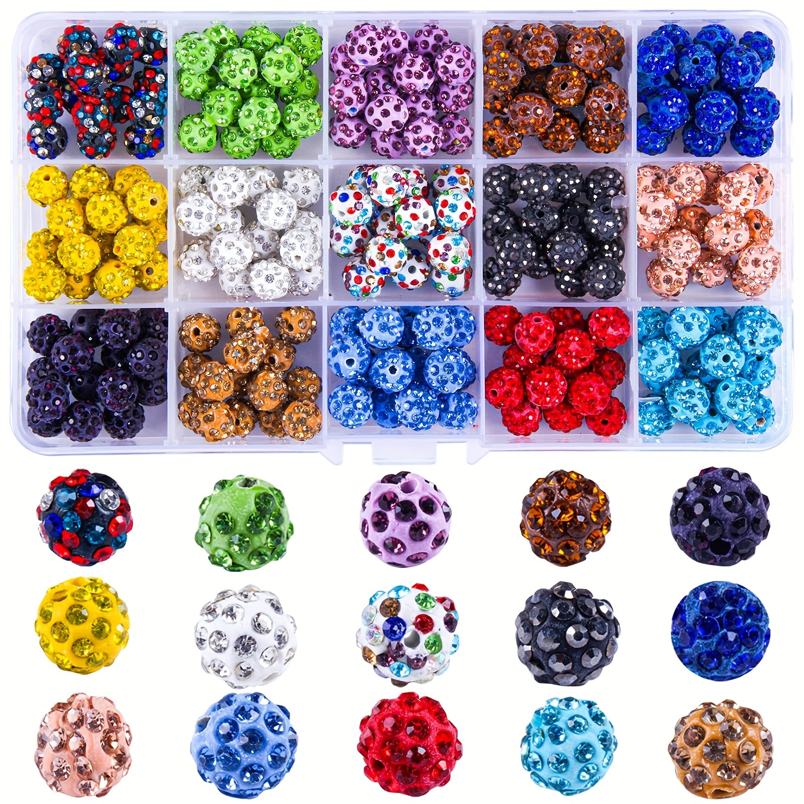 

225pcs 8mm Disco Ball Rhinestone Pave Crystal Polymer Clay Loose Beads For Jewelry Making Diy Special Bracelet Necklace Earrings Handmade Craft Supplies