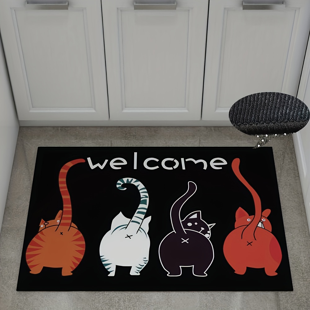 Car Printed Kitchen Rugs, Kawaii Cartoon Pets Absorbent Non Slip