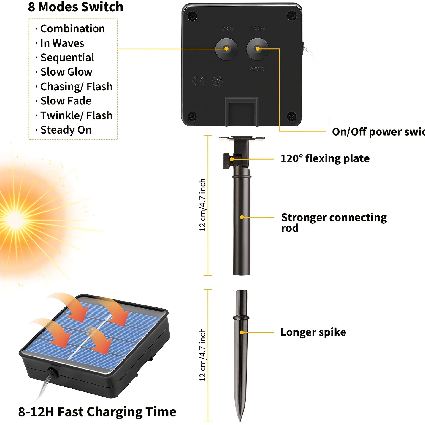 solar fairy lights with on off switch