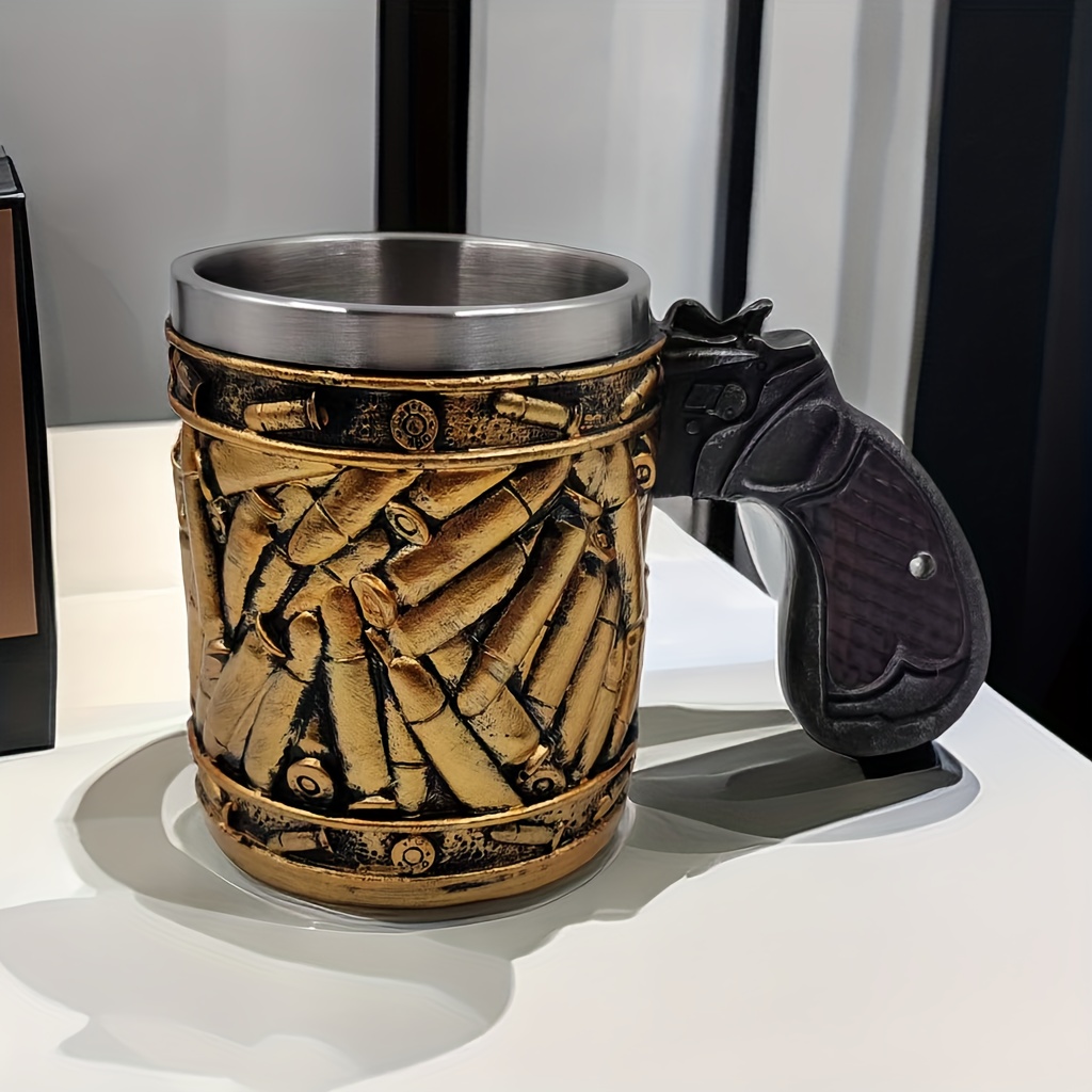 Pistol Beer Mug With Bullet Shell Decoration Men's Stainless - Temu