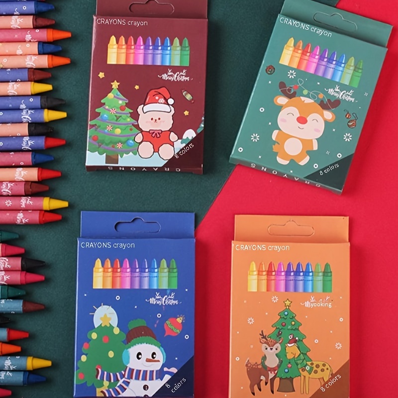 8/12 Colors Crayons Creative Cartoon Christmas Pens Drawing Non-Toxic Oil  Pastels Kids Gifts Student Pastel Pencils Art Supplies