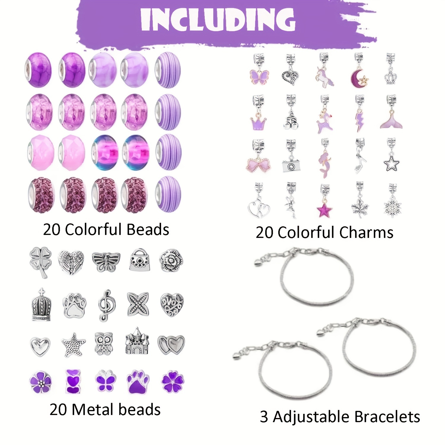 DIY Bracelet Making Kit for Girls,Charm Bracelets Kit with Beads