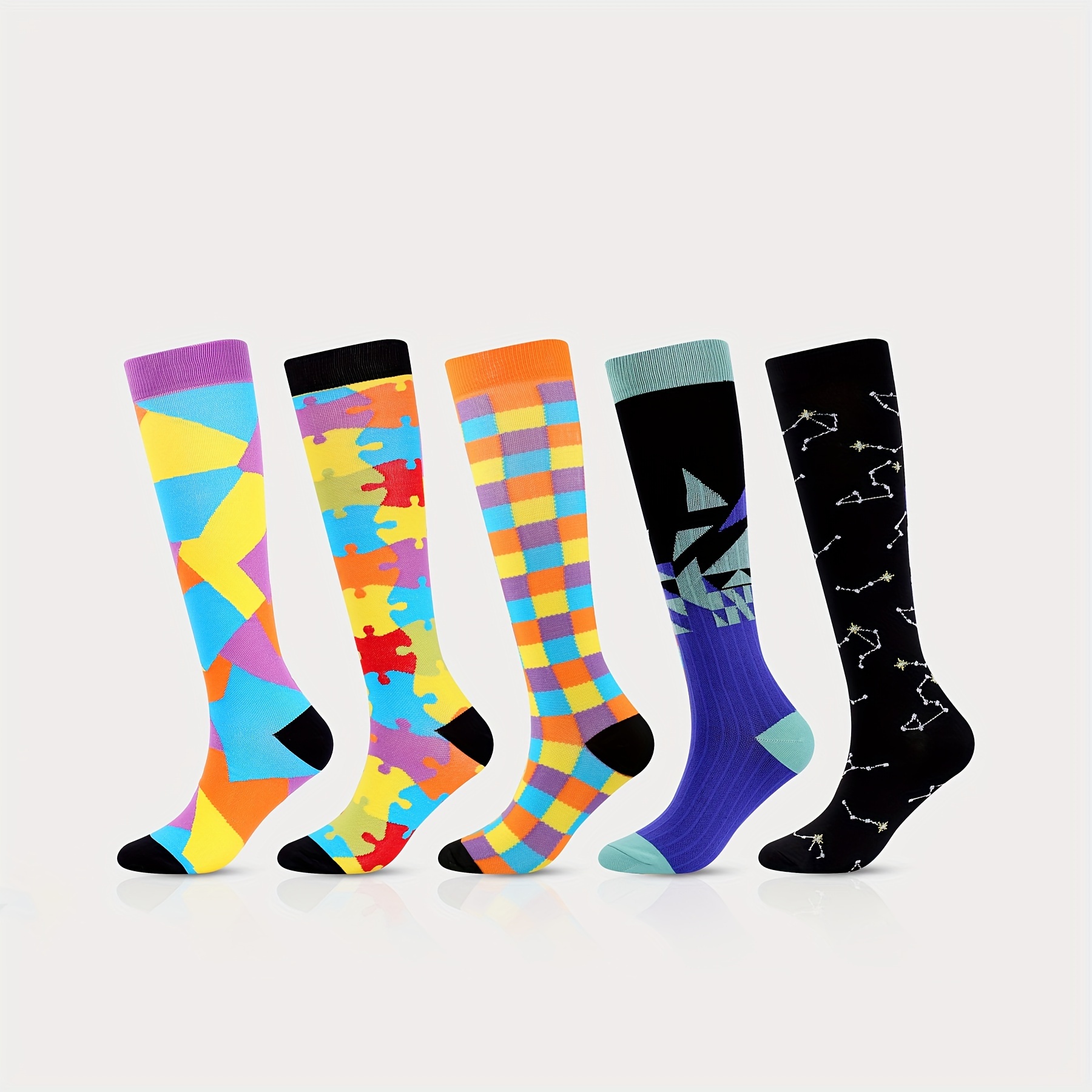 Printed Compression Socks Knee High Breathable Long - Temu Australia