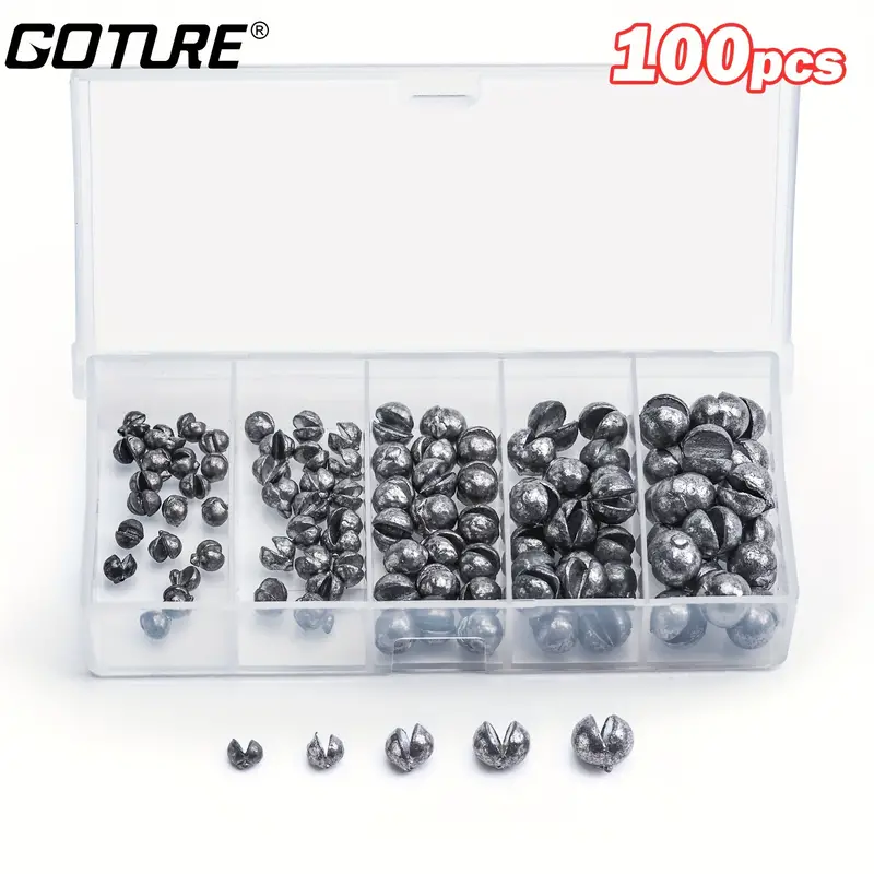 100pcs * Premium Split Shot Fishing Weights - Removable Round Sinkers in 5  Sizes for Accurate Casting and Better Fishing Results