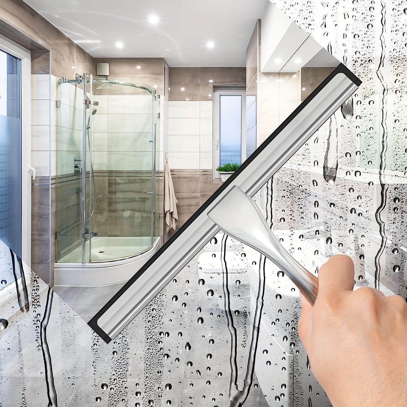 Black Shower Squeegee Bathroom Glass Squeegee Shower Glass - Temu