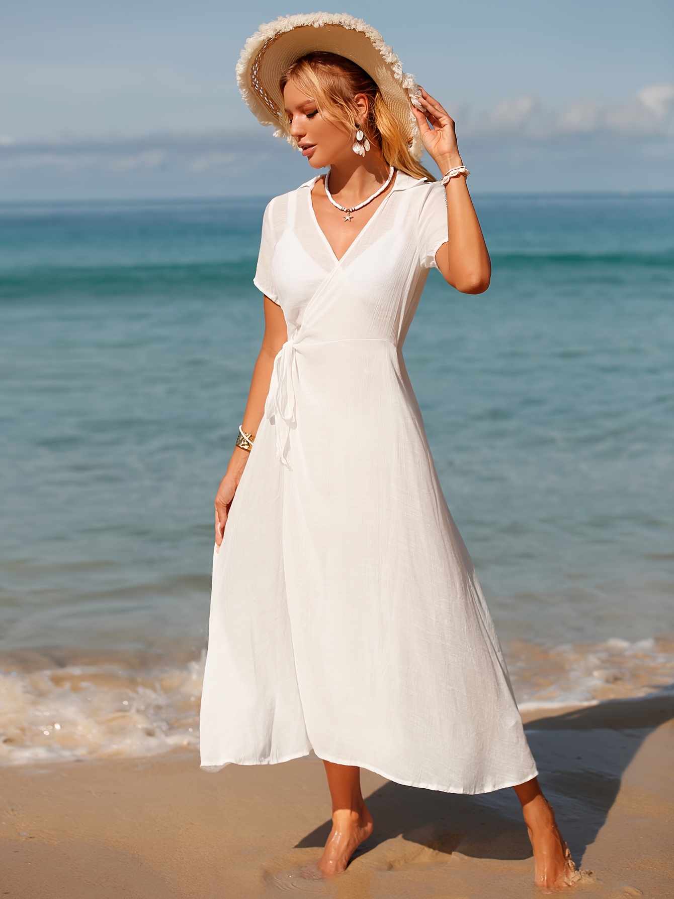 Vestido Blanco Mujer - Temu Mexico