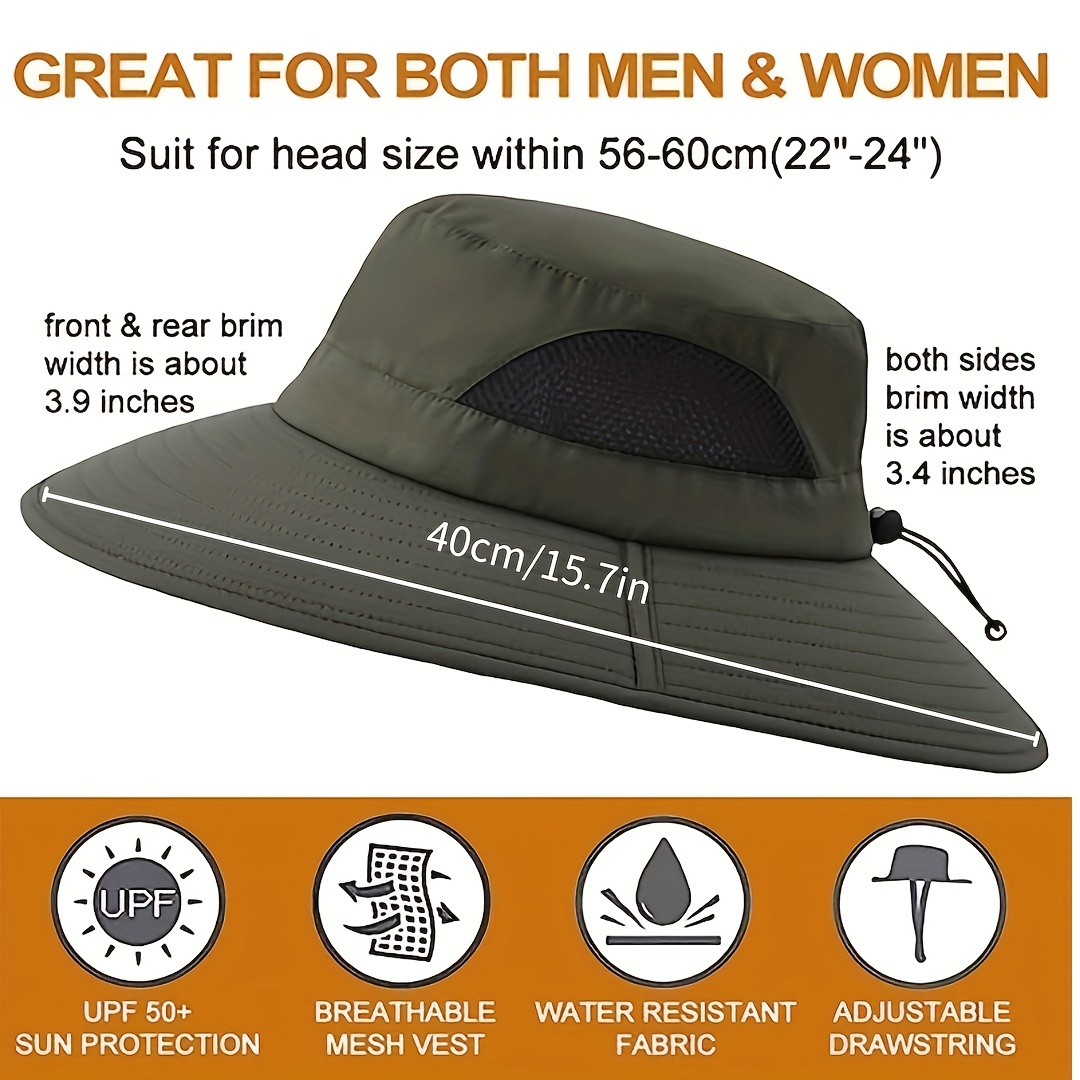 Fishing Hats for Large Head Men Women Wide Brim Outdoor Activity Sun  Protection UV Blocking Waterproof Breathable Cap 60cm/61cm