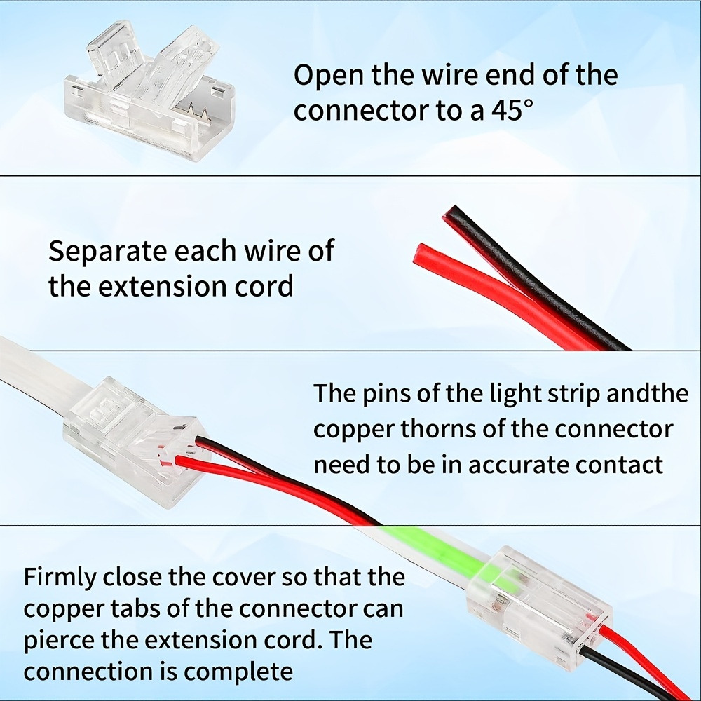 2pin Cob Led Strip Light Connectors Kit Wire Solderless - Temu
