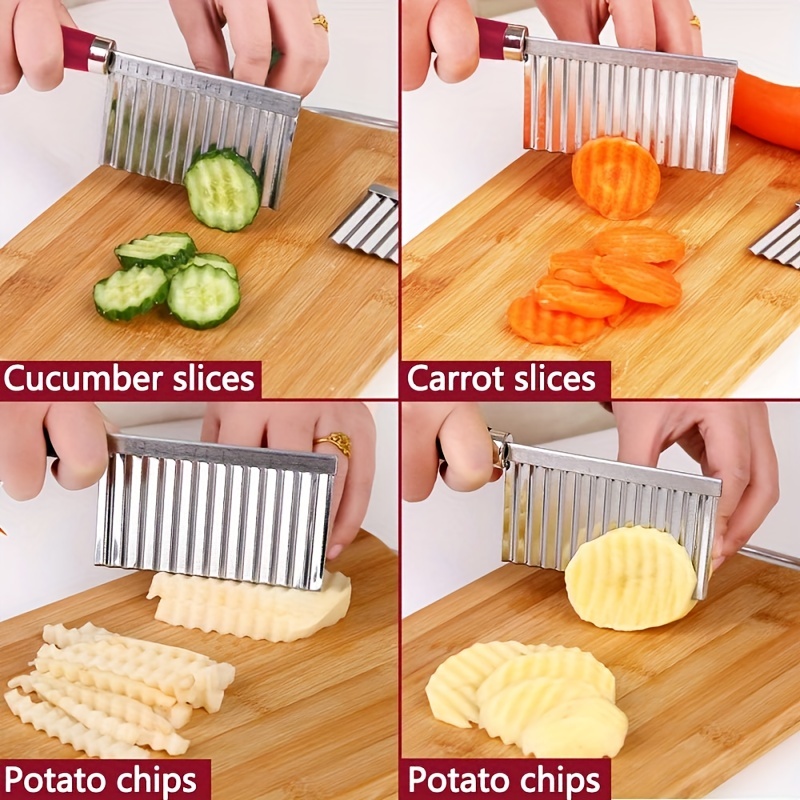 Potato Wave Cutter Chips French Fry Maker Peeler Cut Dough Fruit Vegetable  Kitchen Accessories Tool Knife Chopper Crinkle Wavy S