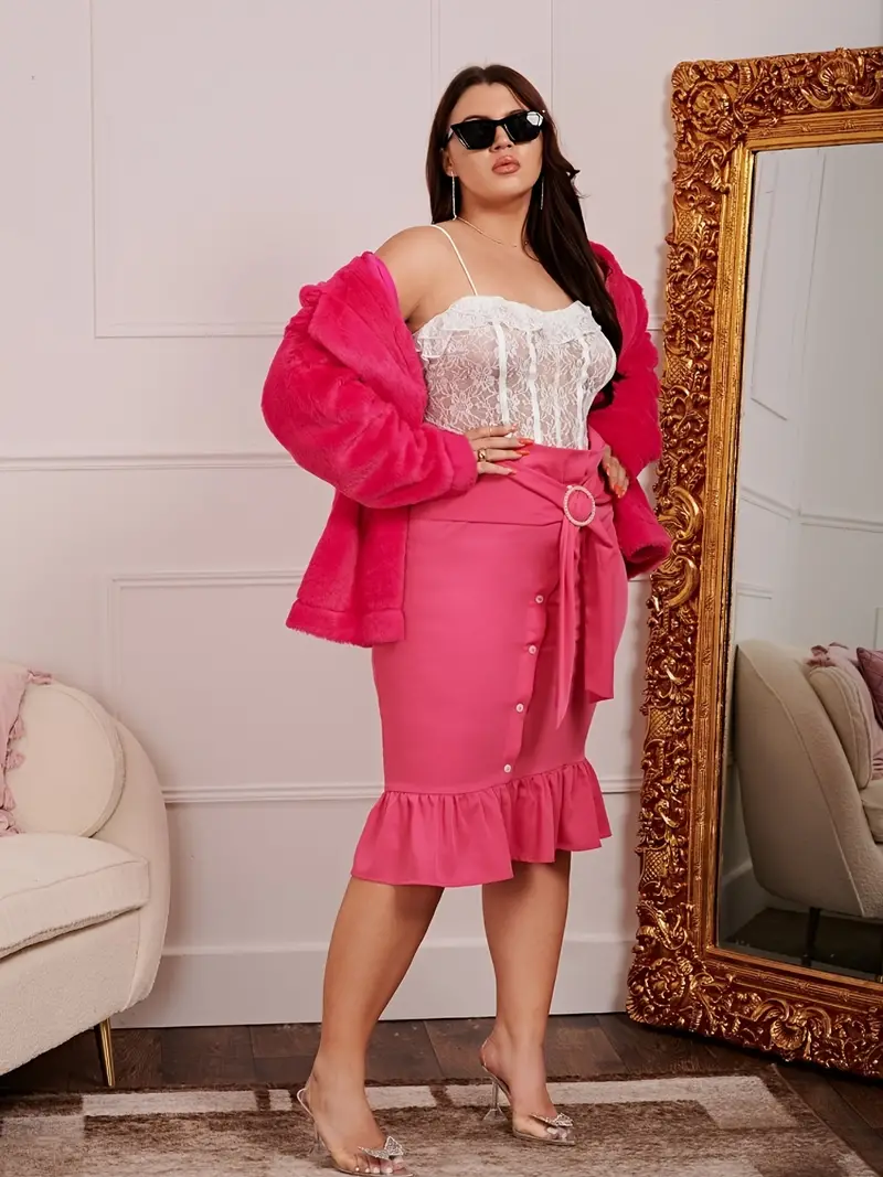 Plus Size Contrast Lace Ruffle Trim Cami Tops Women's Plus - Temu Canada