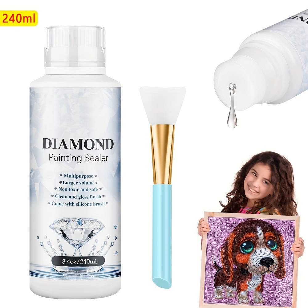  Eitseued Upgraded Diamond Painting Sealer 200ML with Silicone  Brush,5D Diamond Painting Glue Permanent Hold & Shine Accessories for  Diamond Painting and Jigsaw Puzzles (7 OZ) : Arts, Crafts & Sewing